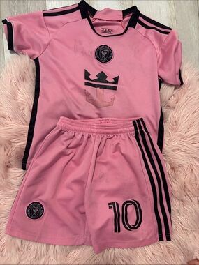 Unbranded Kids Pink Matching Soccer Set - Short Sleeve Jersey & Shorts